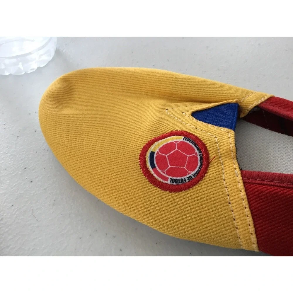 Handmade Colombia Flag Soccer Ballet Flats Shoes Womens 39 Yellow Blue Red